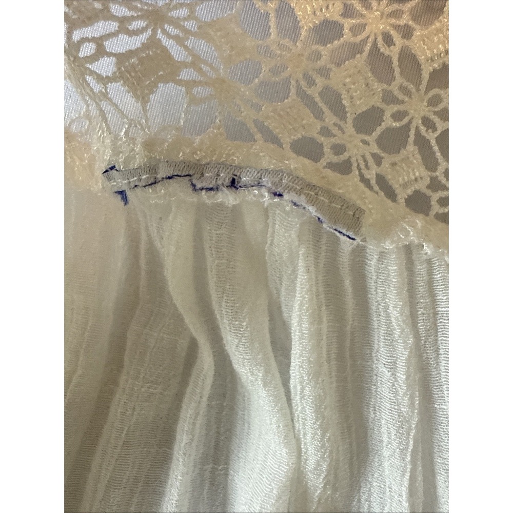 Boho Chic Sheer Embroidered‎ Floral Crochet Lace Crinkle Tunic Cover Up M Resort - Picture 8 of 11